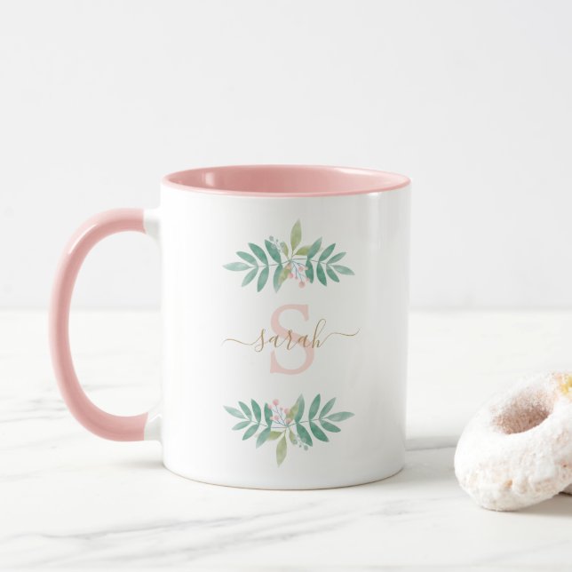 Flora-Monogramm Tasse (Mit Donut)