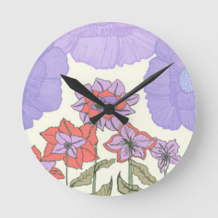 Flora Obscura – Nahtlose Floraluhr Runde Wanduhr