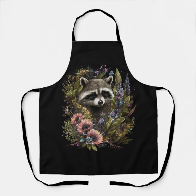 Flora Raccoon Spring Nature Raccoon Liebhaber Cott Schürze (Vorderseite)