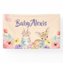 Flora süße Tier Babydusche im Hintergrund