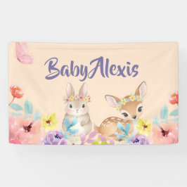 Flora süße Tier Babydusche im Hintergrund Banner