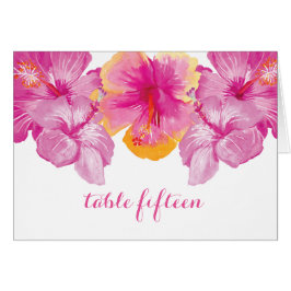 Flora-Tischnummer-Karte für Hibisken mit Pinsel