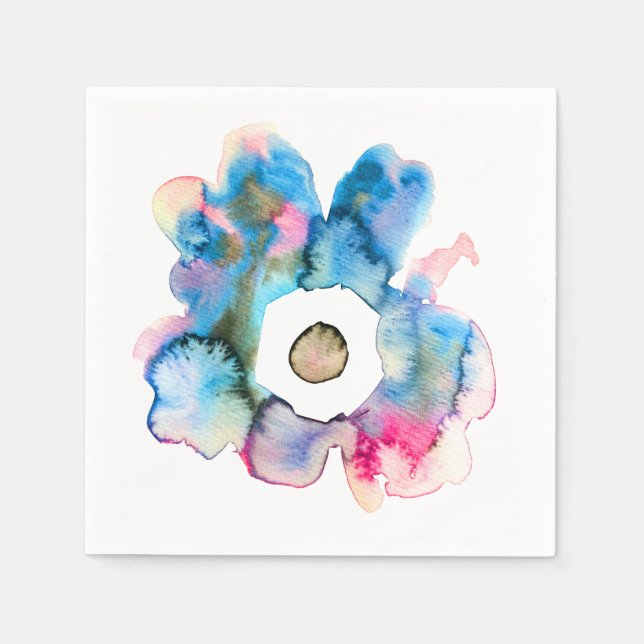 Flora und abstrakte Aquarell Serviette (Vorderseite)