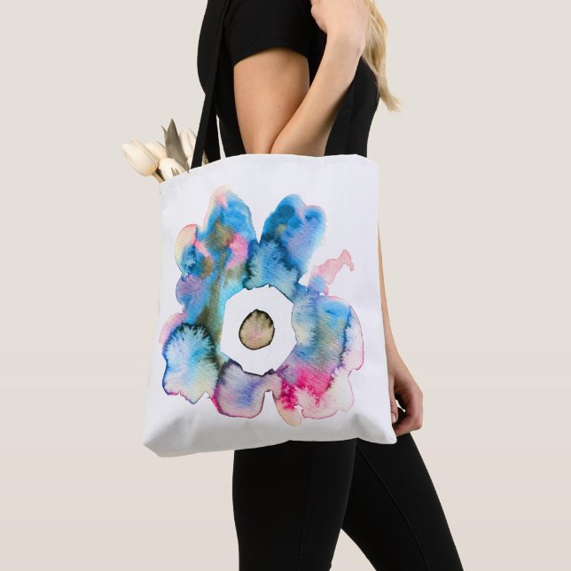 Flora und abstrakte Aquarell Tasche (Von Nahem)