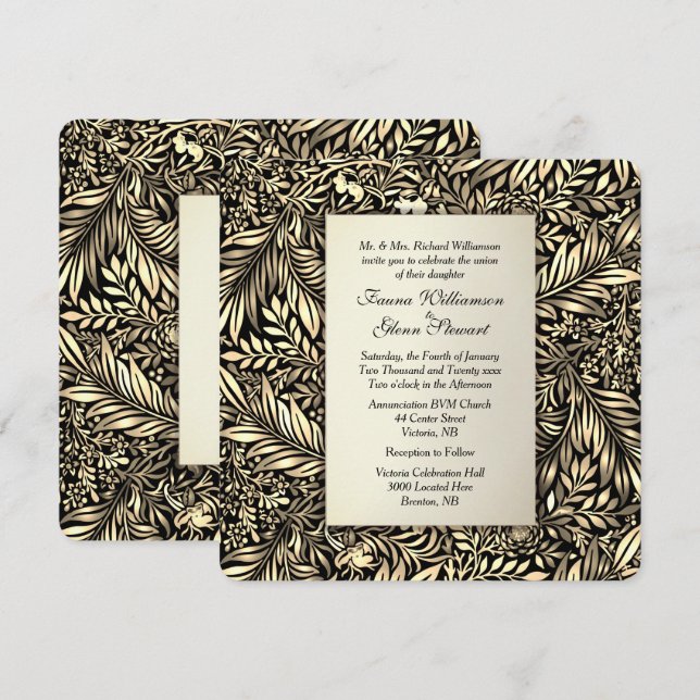 Flora und Fauna Goldene Hochzeit Einladung (Vorne/Hinten)