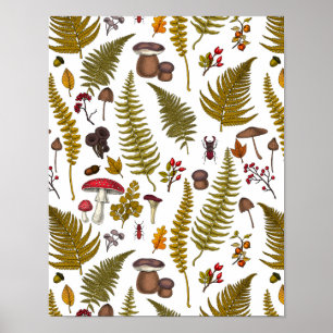 Flora und Fauna im Waldgebiet 2 Poster