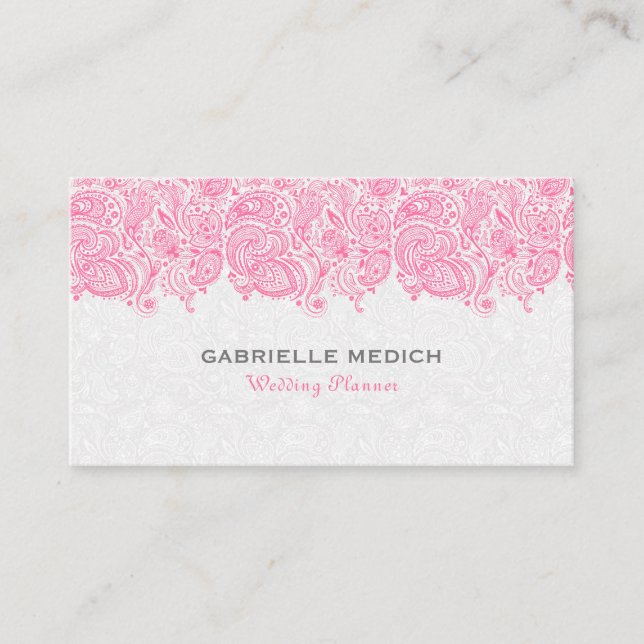 Flora und Fauna Paisley Lace Business Card Visitenkarte (Vorderseite)
