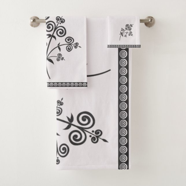 Flora und Foliage im wirbelstil im Ziermuster Badhandtuch Set (Insitu)