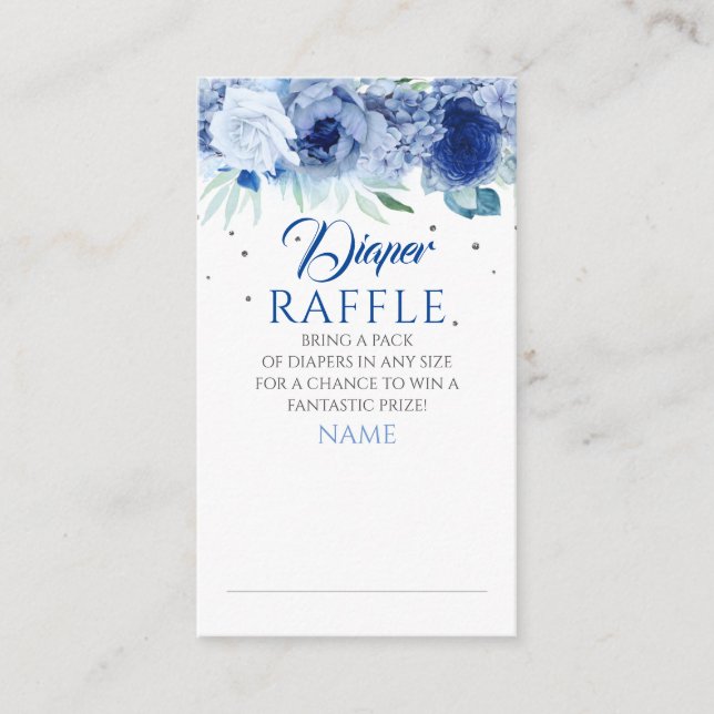 Flora und Silber Dots-Windeln-Raffle-Ticket Begleitkarte (Vorderseite)