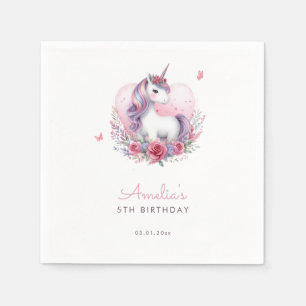 Flora-Unicorone Wasserfarbe Magische Geburtstagspa Serviette