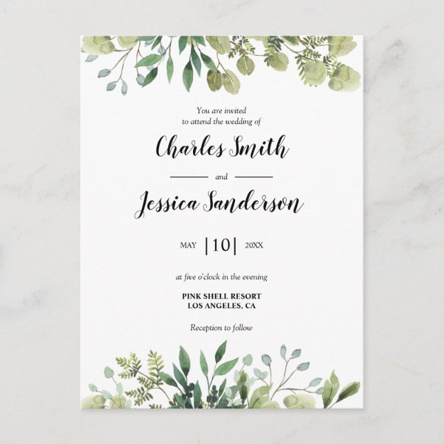 Flora Verde Invitación Postkarte (Vorderseite)