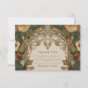 Flora Vintage Art Nouveau Hochzeit Dankeskarte