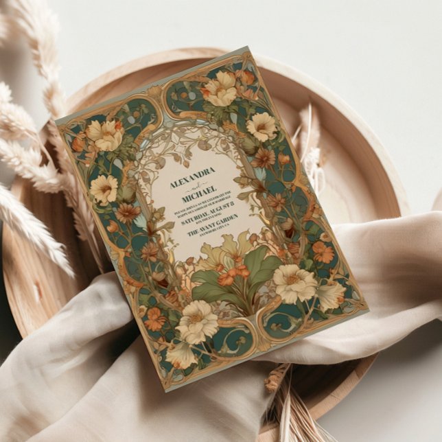 Flora Vintage Jugendstil-Hochzeit Acryleinladungen (Von Creator hochgeladen)