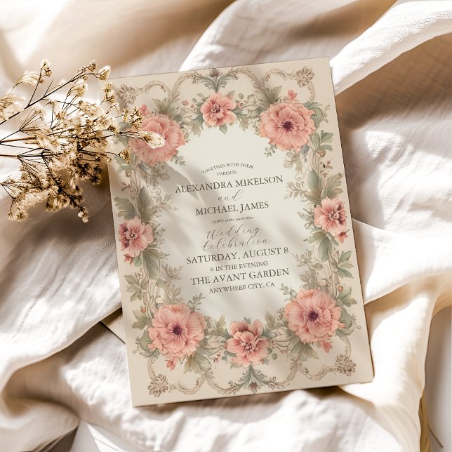 Flora Vintage Jugendstil-Hochzeit Einladung (Von Creator hochgeladen)