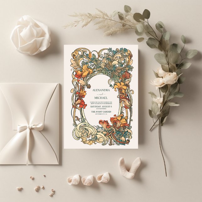 Flora Vintage Jugendstil-Hochzeit Einladung (Von Creator hochgeladen)