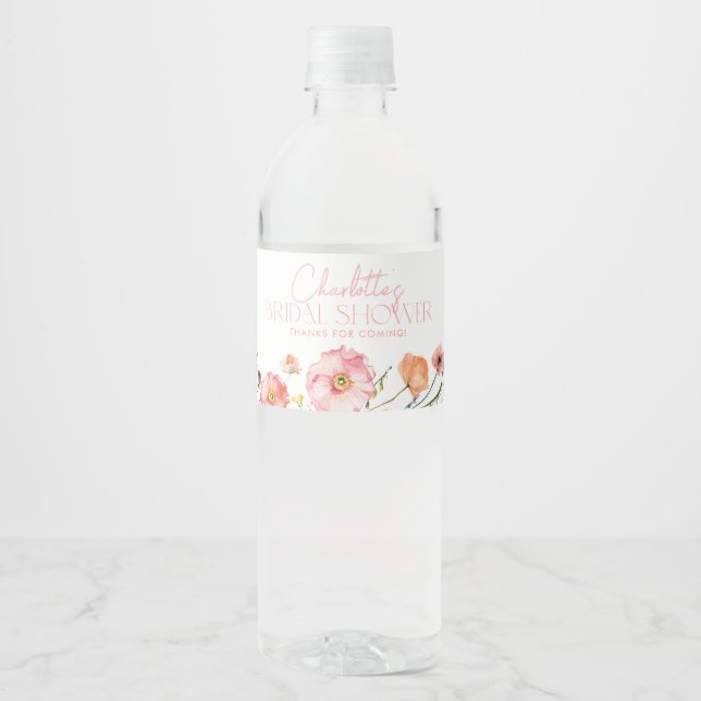 Flora-Wildblume Brautparty Wasser Flasche Etikett (Vorderseite)
