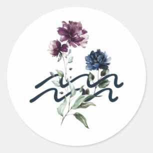 Flora Zodiac-Zeichen Runder Aufkleber
