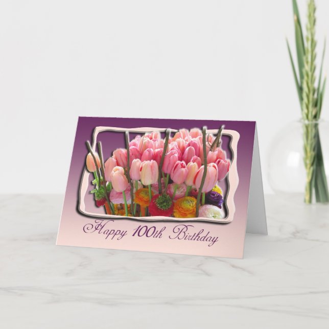 Floral 100. Geburtstag Glückwunschkarte Karte (Vorderseite)