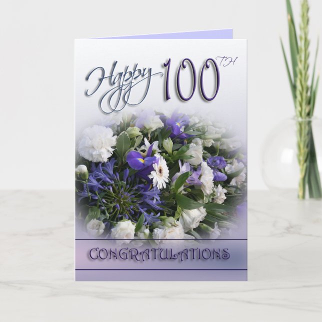 Floral 100th Birthday Congratulations Card Karte (Vorderseite)