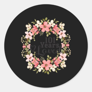 Floral 101St 101 Jahre Loved Mama Oma Runder Aufkleber