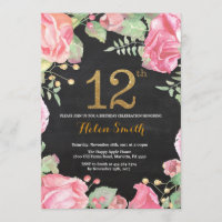 Floral 12e anniversaire Invitation Parties scintil