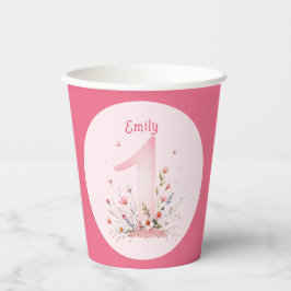 Floral 1. Geburtstag Custom One Faicess Princess Pappbecher