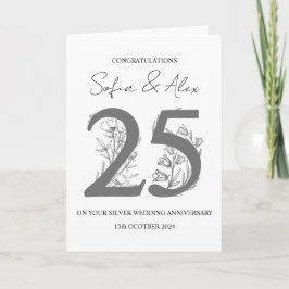 Floral 25. Hochzeitstag Gruß Karte