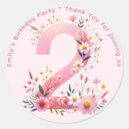 Floral 2 Geburtstag Vielen Dank für Ihr Vertrauen Runder Aufkleber
