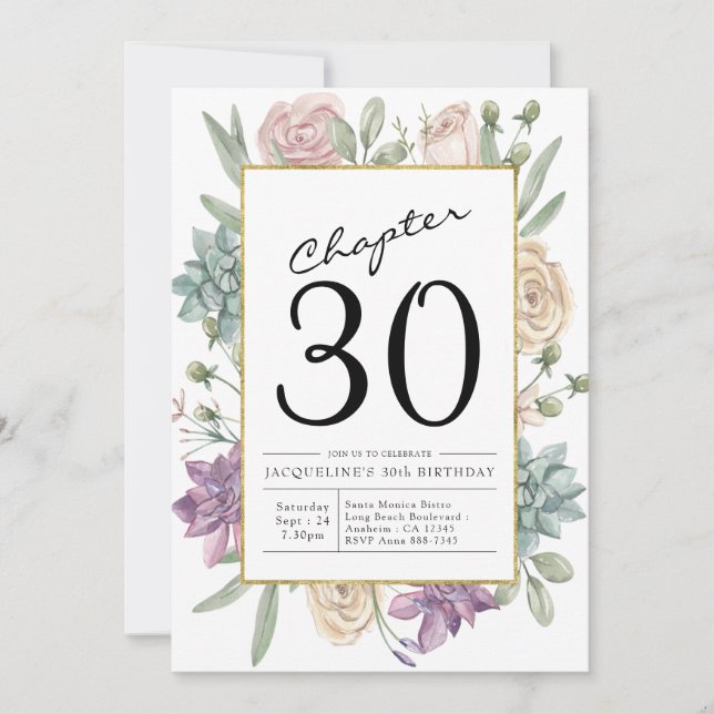 Floral 30e anniversaire Invitation (Devant)