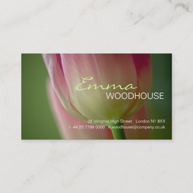 Floral 3 - Pink Tulip Business Card Visitenkarte (Vorderseite)