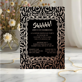 Floral 40. Custom Foto Überraschung Geburtstag Folieneinladung