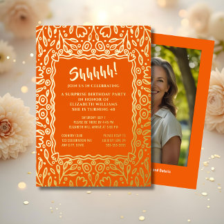 Floral 40. Custom Foto Überraschung Geburtstag Folieneinladung