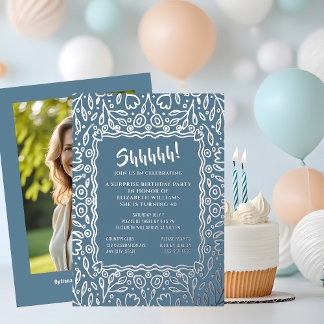 Floral 40. Custom Foto Überraschung Geburtstag Folieneinladung