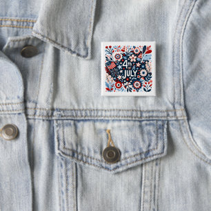 Floral 4. Juli Button