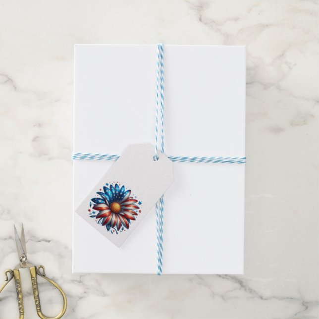 Floral 4. Juli Geschenkanhänger (Mit Garn)