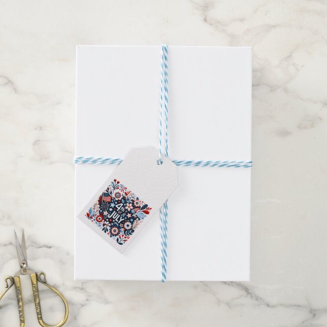 Floral 4. Juli Geschenkanhänger (Mit Garn)