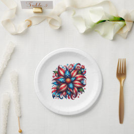 Floral 4. Juli Pappteller