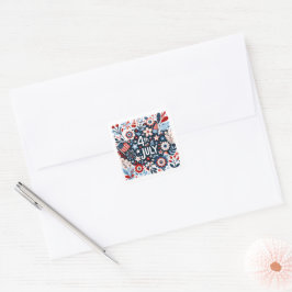 Floral 4. Juli Quadratischer Aufkleber