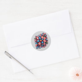 Floral 4. Juli Runder Aufkleber