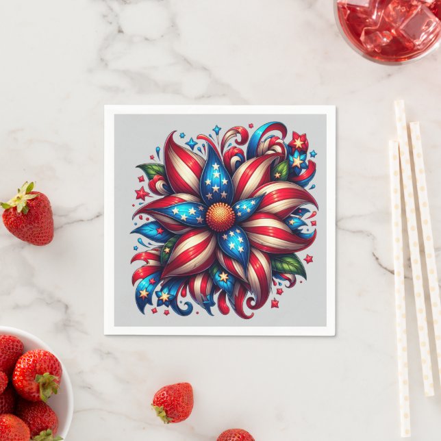 Floral 4. Juli Serviette (Beispiel)