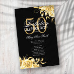 Floral 50. Geburtstag Programm Gold & Schwarz mit  Flyer<br><div class="desc">Elegantes "Geburtstagspartprogramm" mit floraler Anordnung in Gold mit individuellem Text.</div>