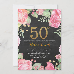 Floral 50e anniversaire Invitation Parties scintil