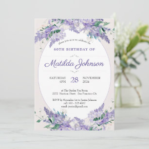 Floral 60. Geburtstag Lila Wisteria Botanical Einladung