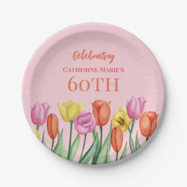 Floral 60. Geburtstag Pappteller
