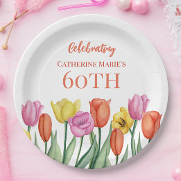 Floral 60. Geburtstag Pappteller