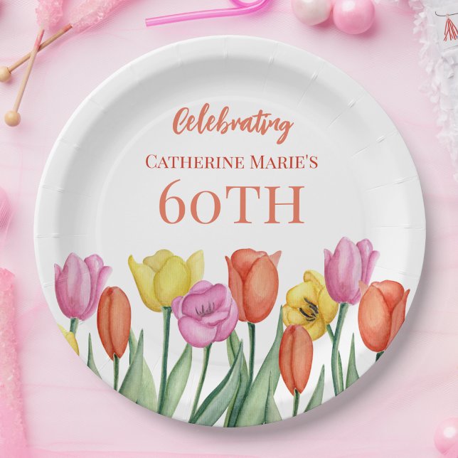 Floral 60. Geburtstag Pappteller (Von Creator hochgeladen)