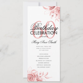 Floral 60. Geburtstag Rose Gold Menü Einladung