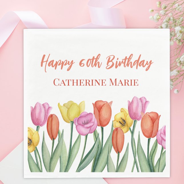 Floral 60. Geburtstag Serviette (Von Creator hochgeladen)
