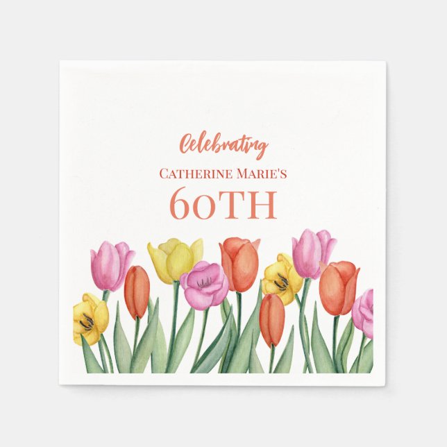 Floral 60. Geburtstag Serviette (Vorderseite)