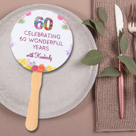Floral 60. Geburtstagsparty bevorzugt 60 individue Fächer